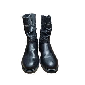 Torrid Black Studded Moto Mid Boots 9.5